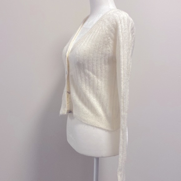 90’s vintage Jordache ribbed jeweled buttons semi crop cardigan - Picture 6 of 8